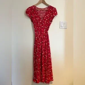 Gap floral print midi wrap dress